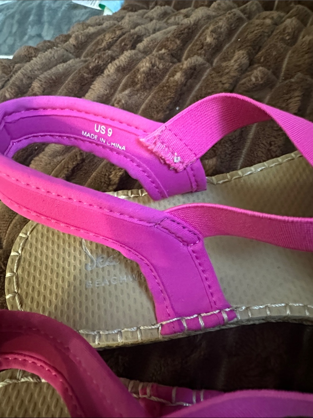 Bright Pink Espadrille Slingback Flats - Picture 4 of 5